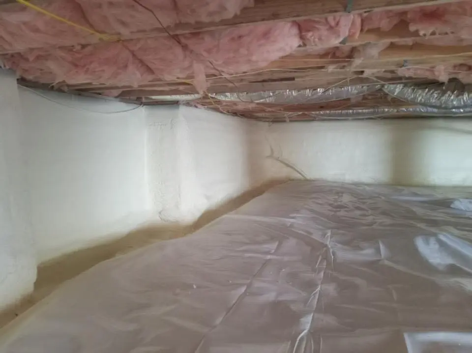 Crawl space encapsulation with closed-cell spray foam for Flat Roof Repair in Brentwood